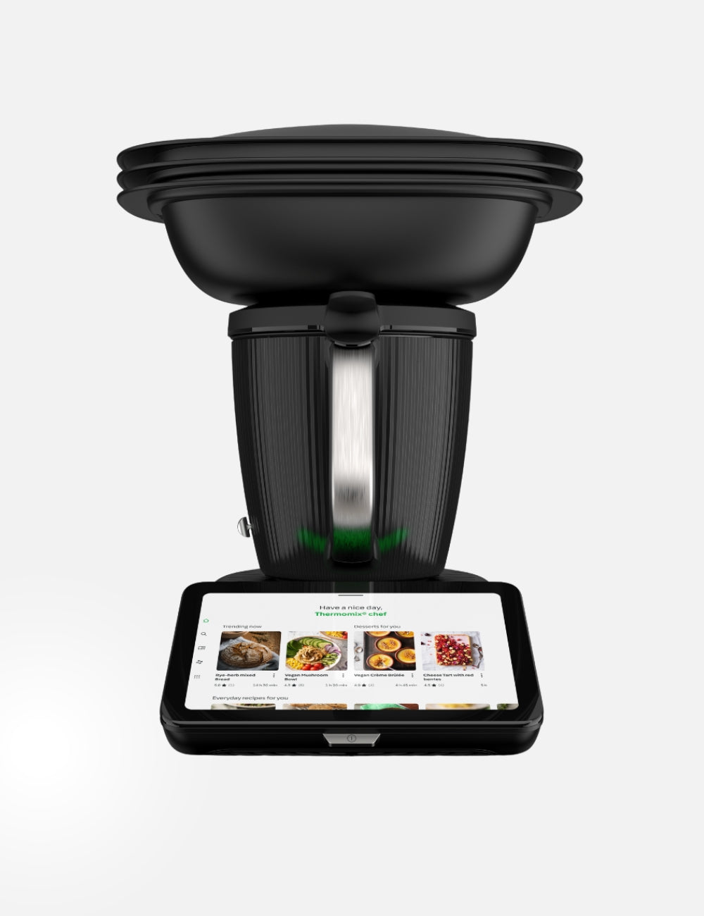 Siyah Thermomix TM7 akıllı mutfak cihazı