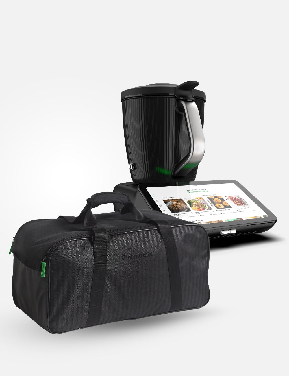 Black travel bag with the Thermomix Tm7 in the  background