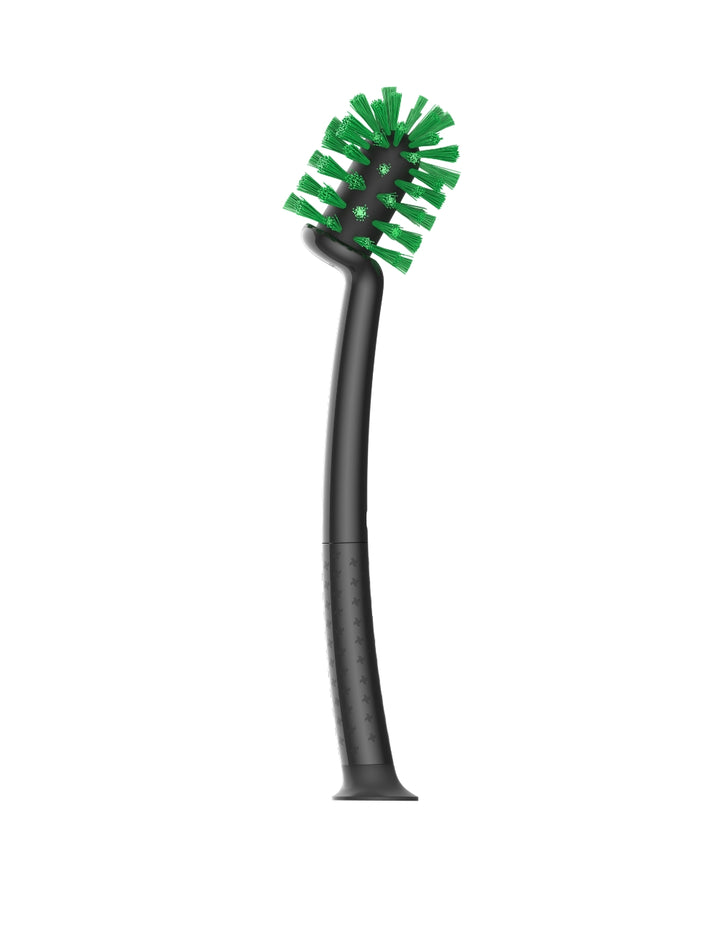 Thermomix® 2-in-1 Mixing Bowl Brush cleaning the inside of a Thermomix® mixing bowl with dual brush design for bowls and blades.